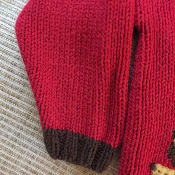 Red Cotton Knit Sweater w/ Monkey Appliqué Sz 4/5 - Picture 5 of 9